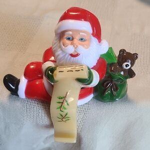 Vintage Santa Claus Figurine Teddy Bear Christmas Stocking Holder Hanger